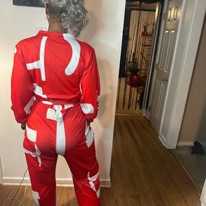 Red and White Jumpsuit